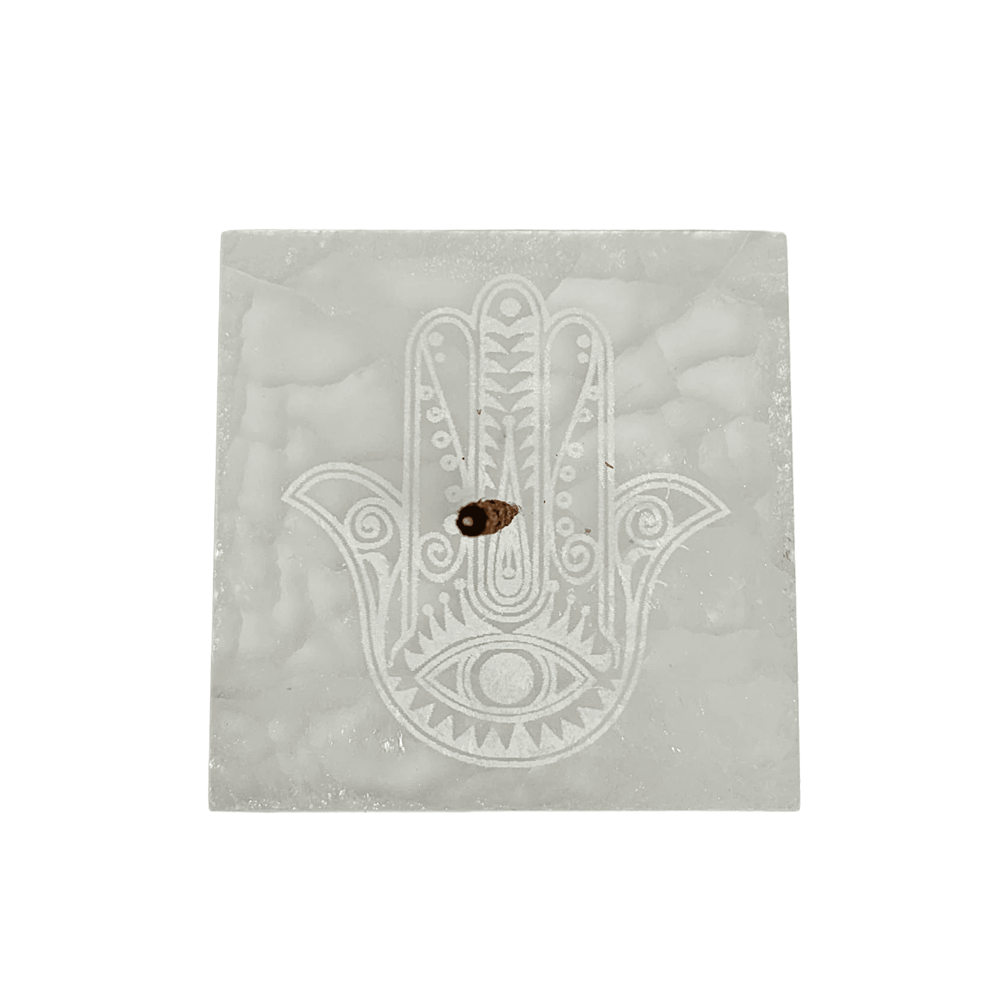 Selenite porta incenso Mano di Fatima 10 cm